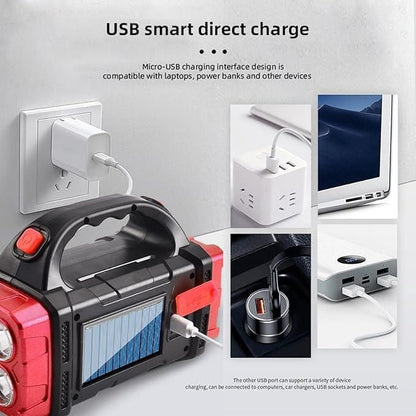 Multifunctional Solar Waterproof Flashlight with USB Charging