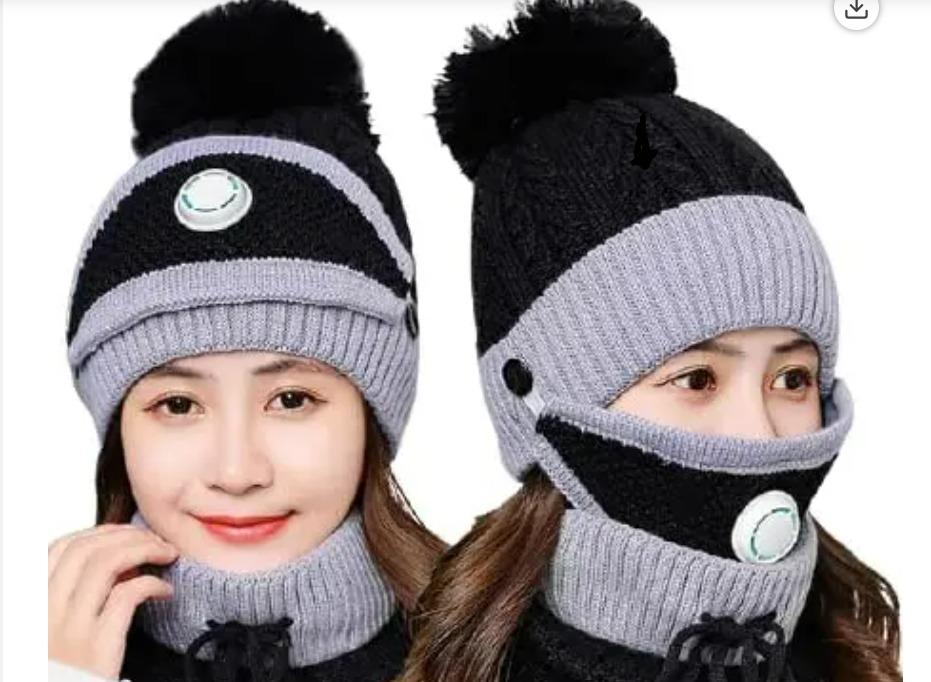 "Unisex Winter Knit Beanie Cap Hat Neck Warmer Scarf"