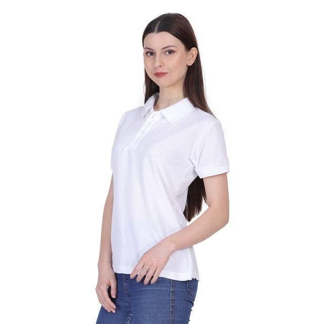 "Ketex White Cotton Blend Polo Neck Tshirt"