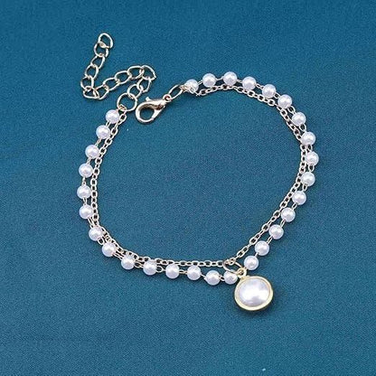 Layered Pearl Hand Chain Bracelet