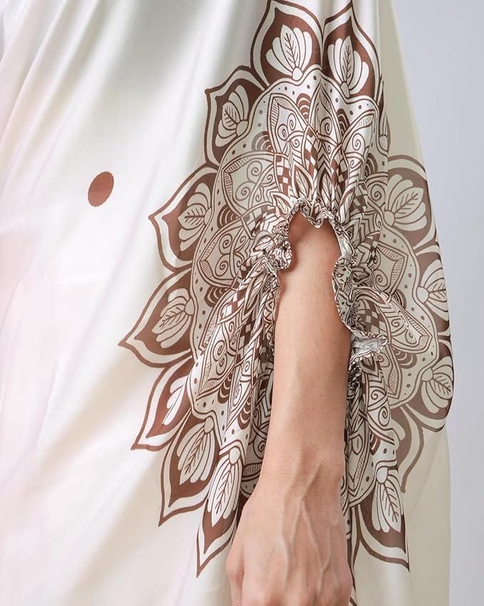 "Satin Silk Printed Kaftan Saree With Unstitched Blouse"