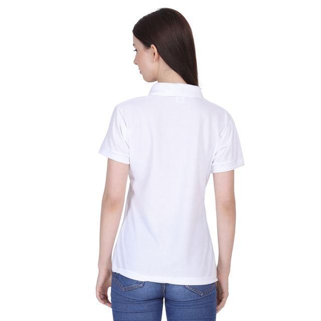 "Ketex White Cotton Blend Polo Neck Tshirt"