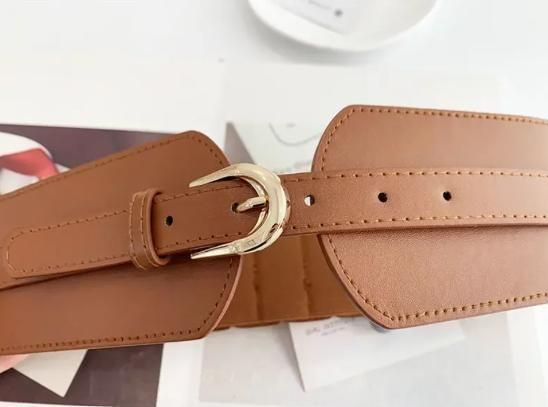 Women's Vintage Buckle Leather Wide Pin Buckle Elastic Waist Belt
