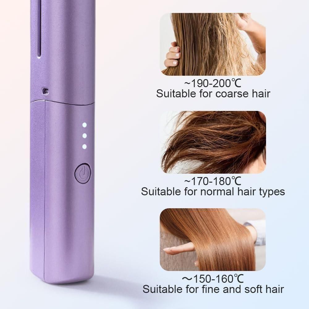 "Meneflix Portable Mini Hair Straightener Cordless Rechargeable Mini Adjustable Hair Straightener Hot Combo"