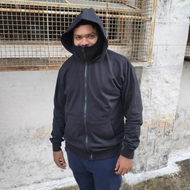 "Men's Full Sleeves Zipper Hoodie with Mask"