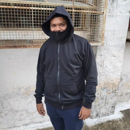 "Men's Full Sleeves Zipper Hoodie with Mask"
