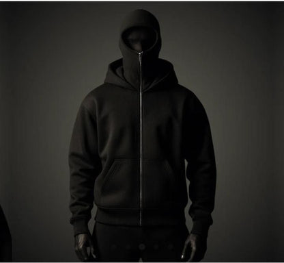 "Men's Full Sleeves Zipper Hoodie with Mask"