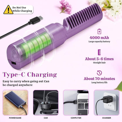 "Meneflix Portable Mini Hair Straightener Cordless Rechargeable Mini Adjustable Hair Straightener Hot Combo"