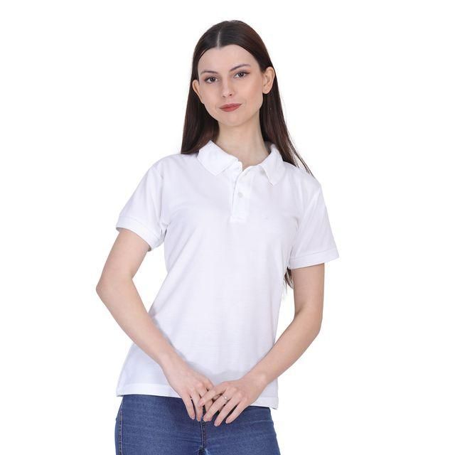"Ketex White Cotton Blend Polo Neck Tshirt"