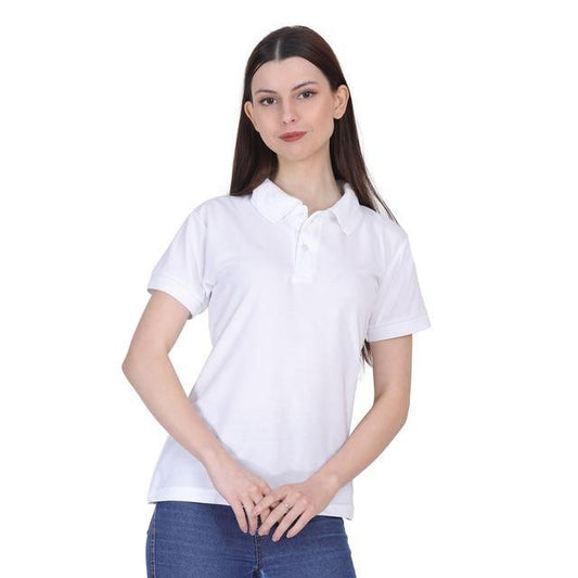 "Ketex White Cotton Blend Polo Neck Tshirt"