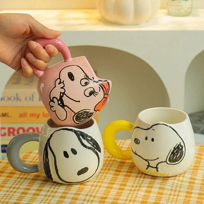 Anime Cartoon Snoopy Ceramic Mug Kawaii Home Milk Cup Couple Coffee Cup  500 ml Pack of 1