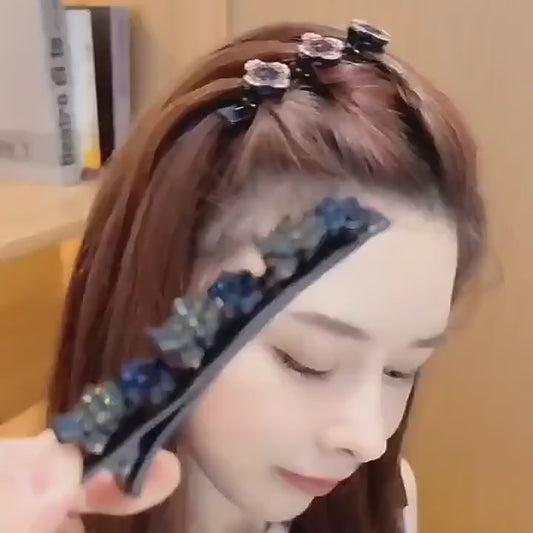 Crystal Stone Braided Hair Clips Pack of 4