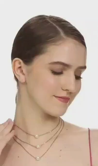 Gold Plated Pearl Layer Necklace